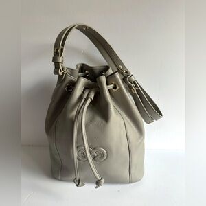 COLE HAAN Elegant Gray Leather Bucket Bag
